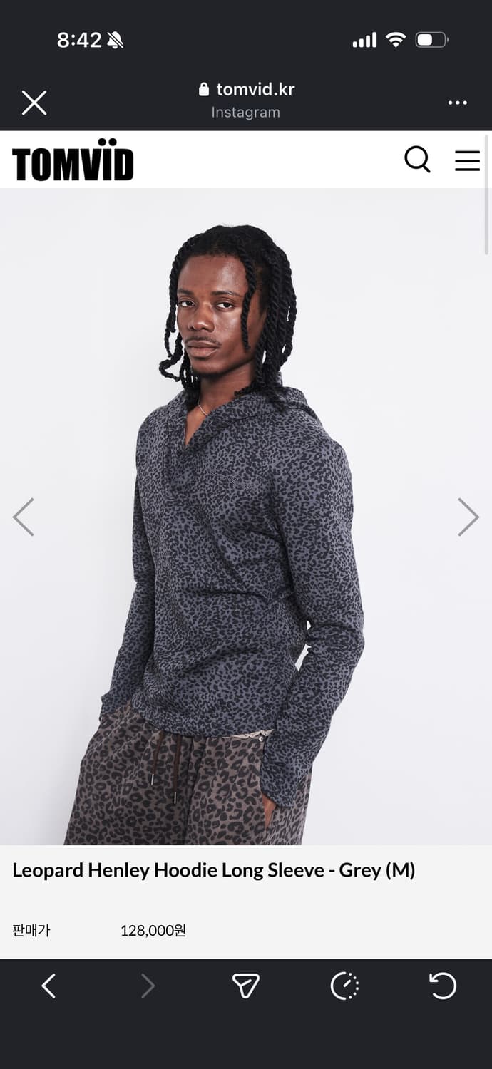 Leopard Henley Hoodie Long Sleeve  상품이미지1