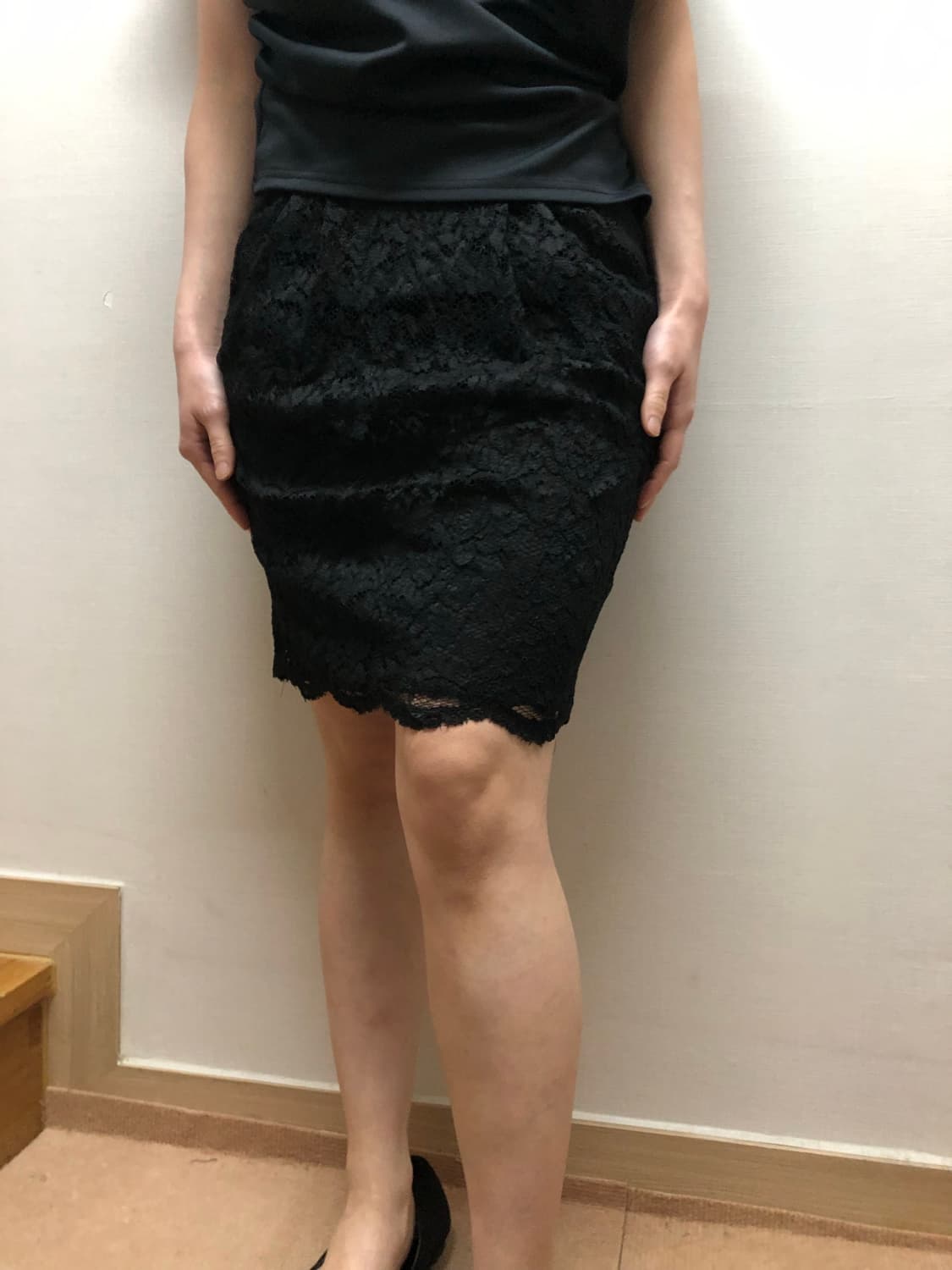 빈티지 블랙 레이스 미디 스커트 상품이미지2