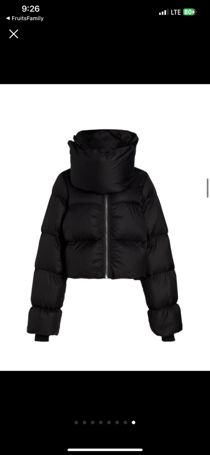 릭오웬스 여성 숏머플러 패딩 블랙 퍼넬넥 40 상품이미지1