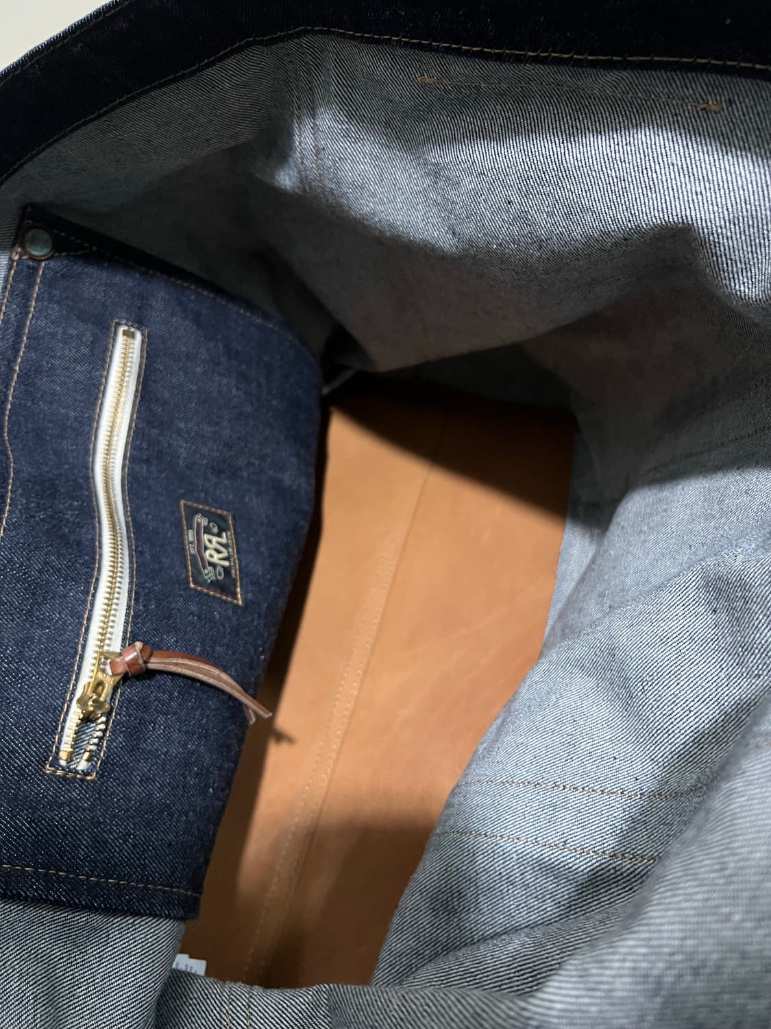 RRL 레더 트림 데님 토트백 상품이미지5