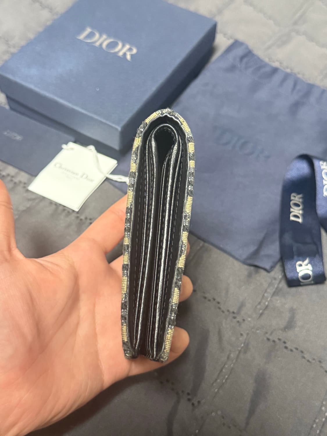 디올 오블리크 자카드 반지갑 베이지 상품이미지6