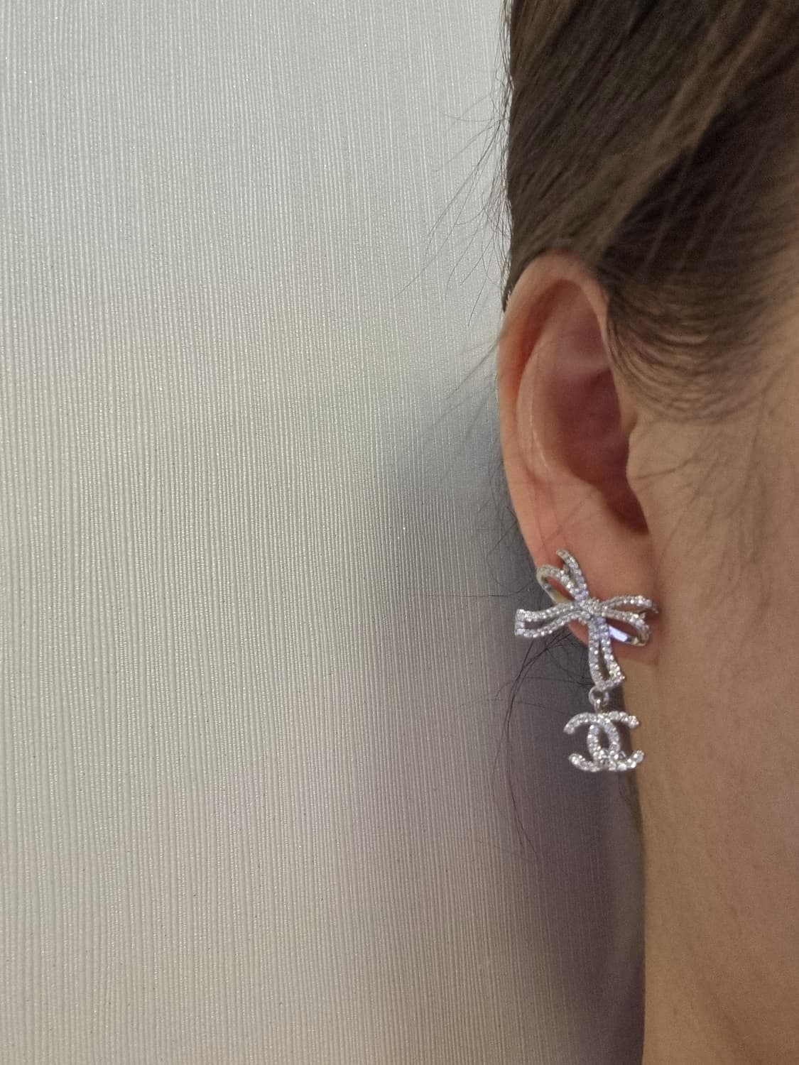 샤넬 보석리본 스왈 CC 드롭귀걸이 실버 업사이클링 상품이미지9