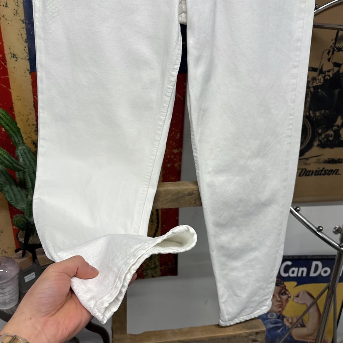 90s 리바이스 오렌지탭 화이트 데님팬츠 미국생산 슬림 테이퍼드 N726 상품이미지4