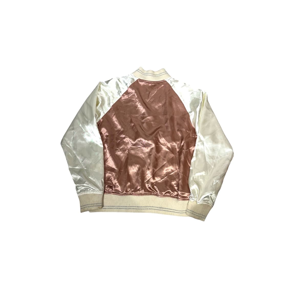 일본 빈티지 핑크 화이트 배색 크롭 스카잔 자켓 L 상품이미지5