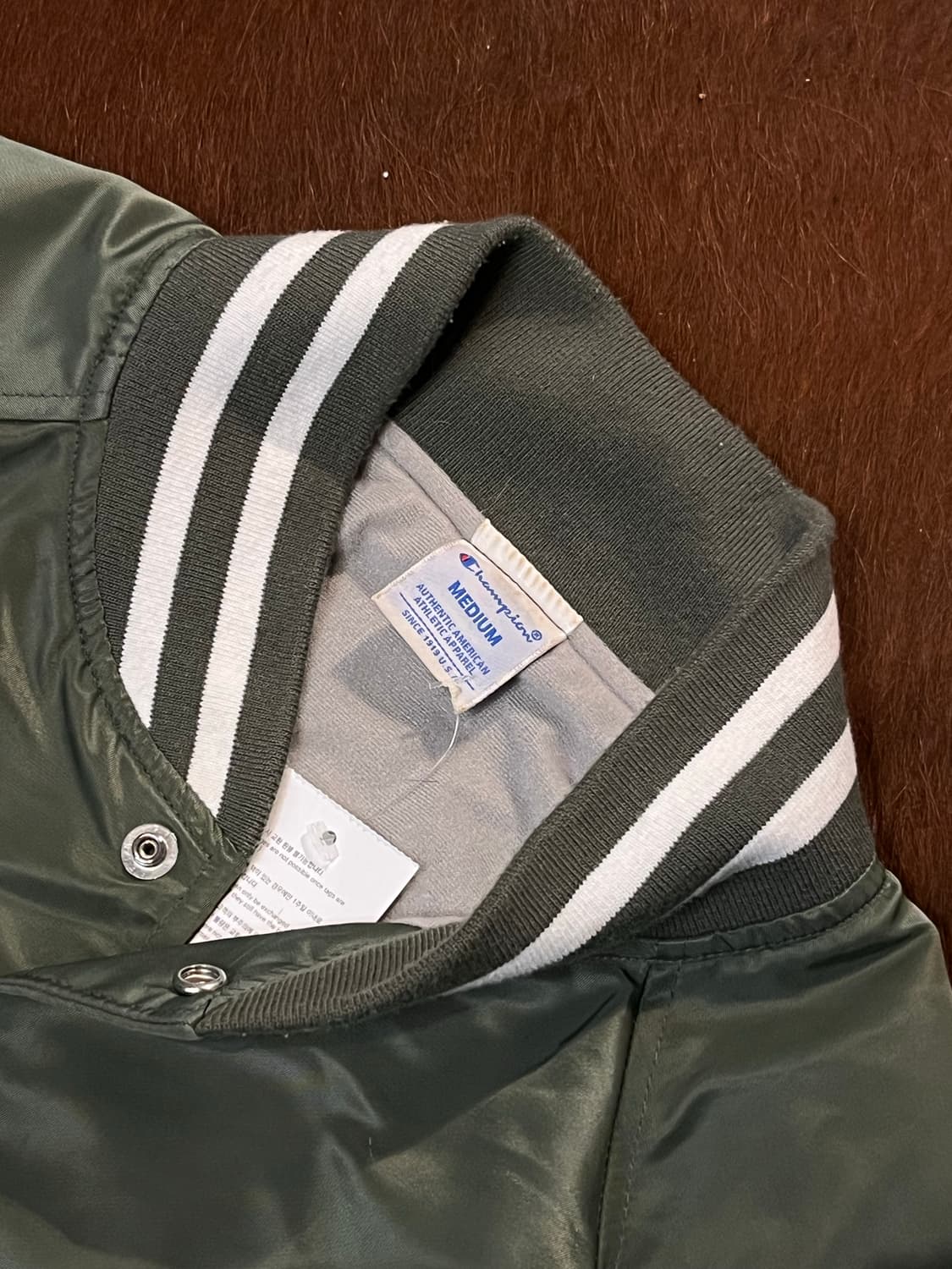 챔피온 올리브 새틴 바시티 자켓 상품이미지5