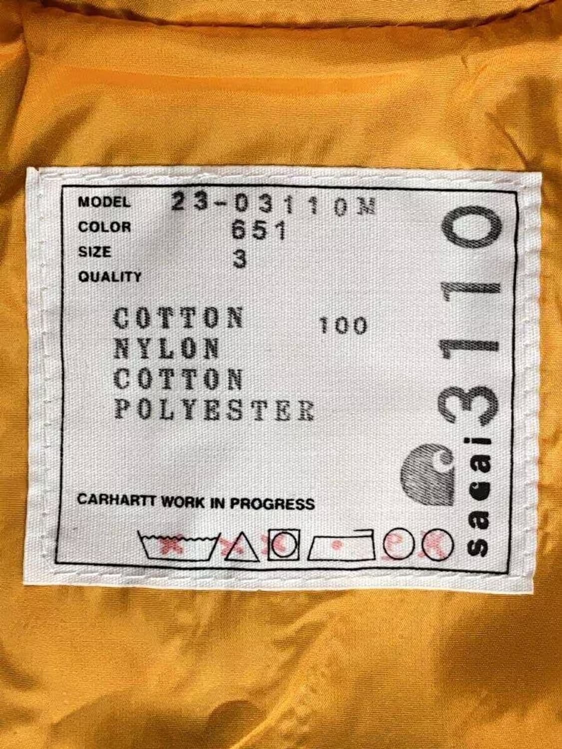 Sacai x Carhartt WIP Canvas MA-1 Jacket 상품이미지5