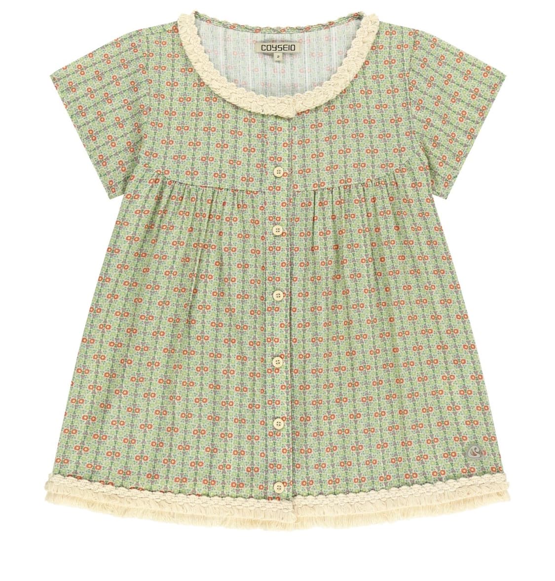 FRINGE SHIRRING BLOUSE LIGHT GREEN 상품이미지1
