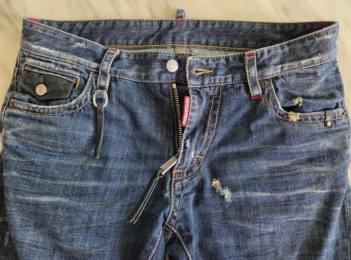 디스퀘어드 리트로 케니슈슬 타타네크 레더패치 데님팬츠 상품이미지6