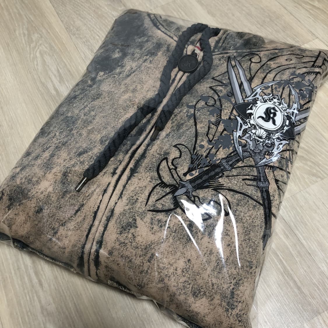 (XL) 00's 칸지 컬렉션 하드 워시드 그런지 그래피티 후드 집업  상품이미지10