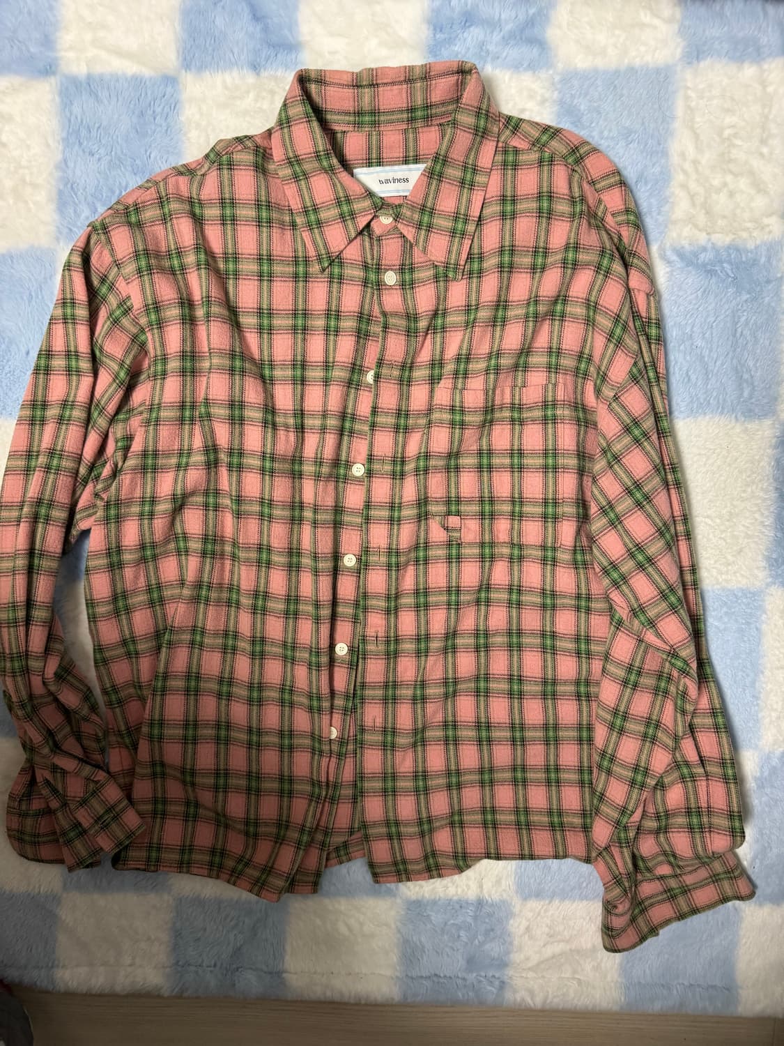 [2]웨이비니스 핑크 멜론 체크 셔츠 상품이미지2