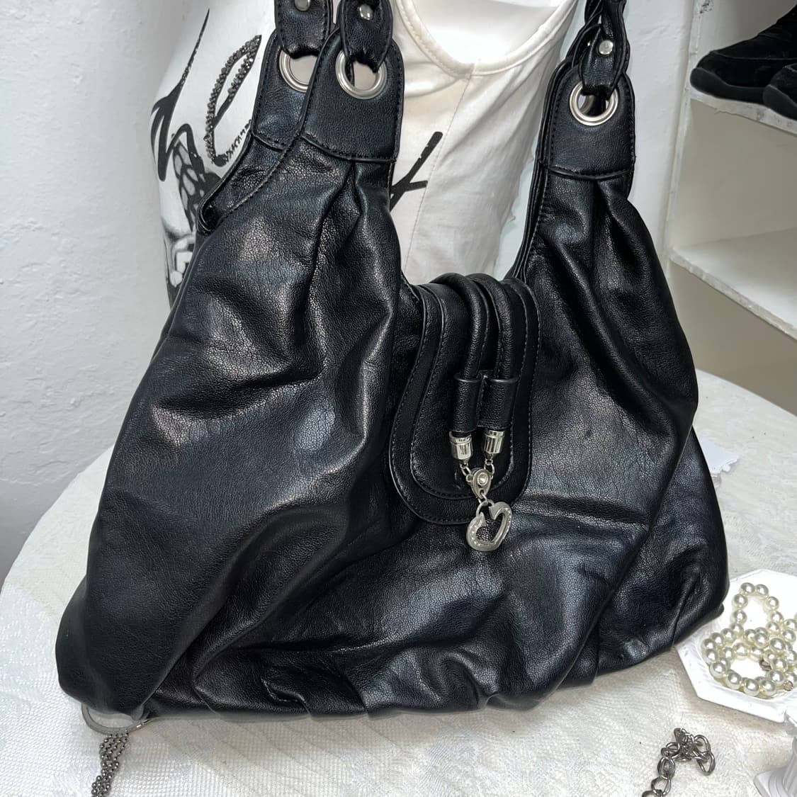 빈티지 하트 큐빅 숄더백 상품이미지2