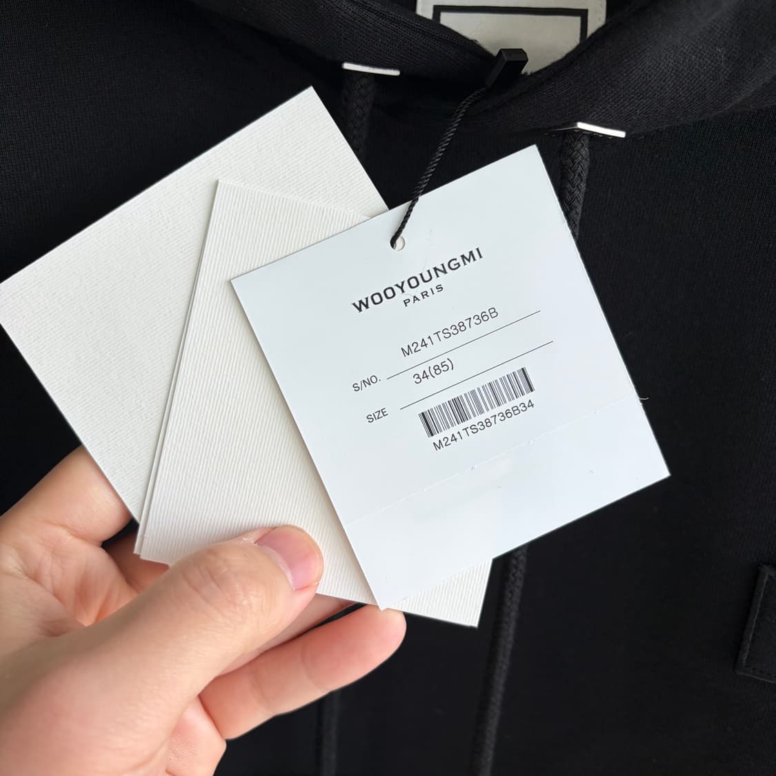 새상품(S) 우영미 블랙 그라데이션 엠보싱 백로고 후드티셔츠 상품이미지3