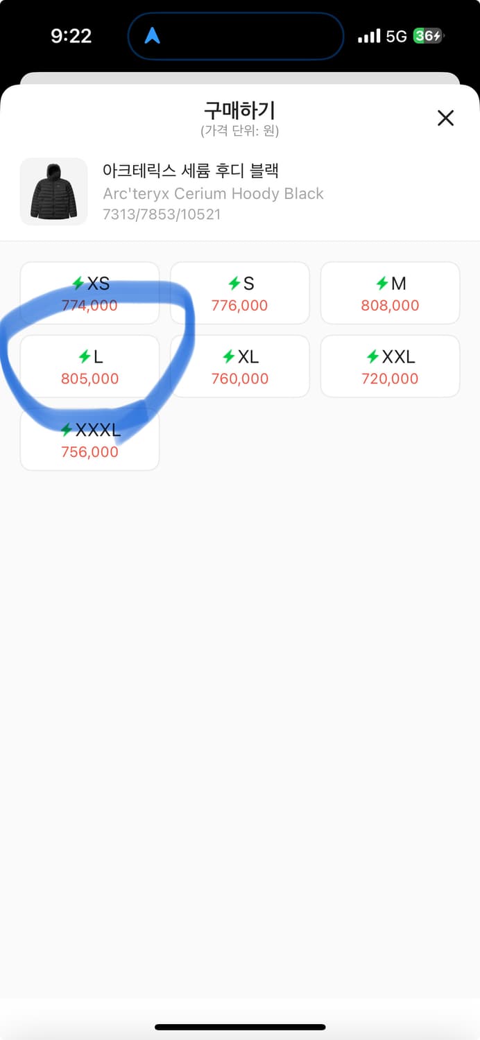 아크테릭스 세륨 후디 블랙 L사이즈 상품이미지2