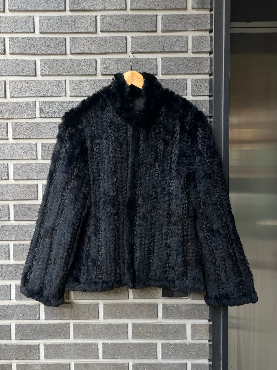 리얼 토끼털 퍼자켓 블랙 상품이미지1