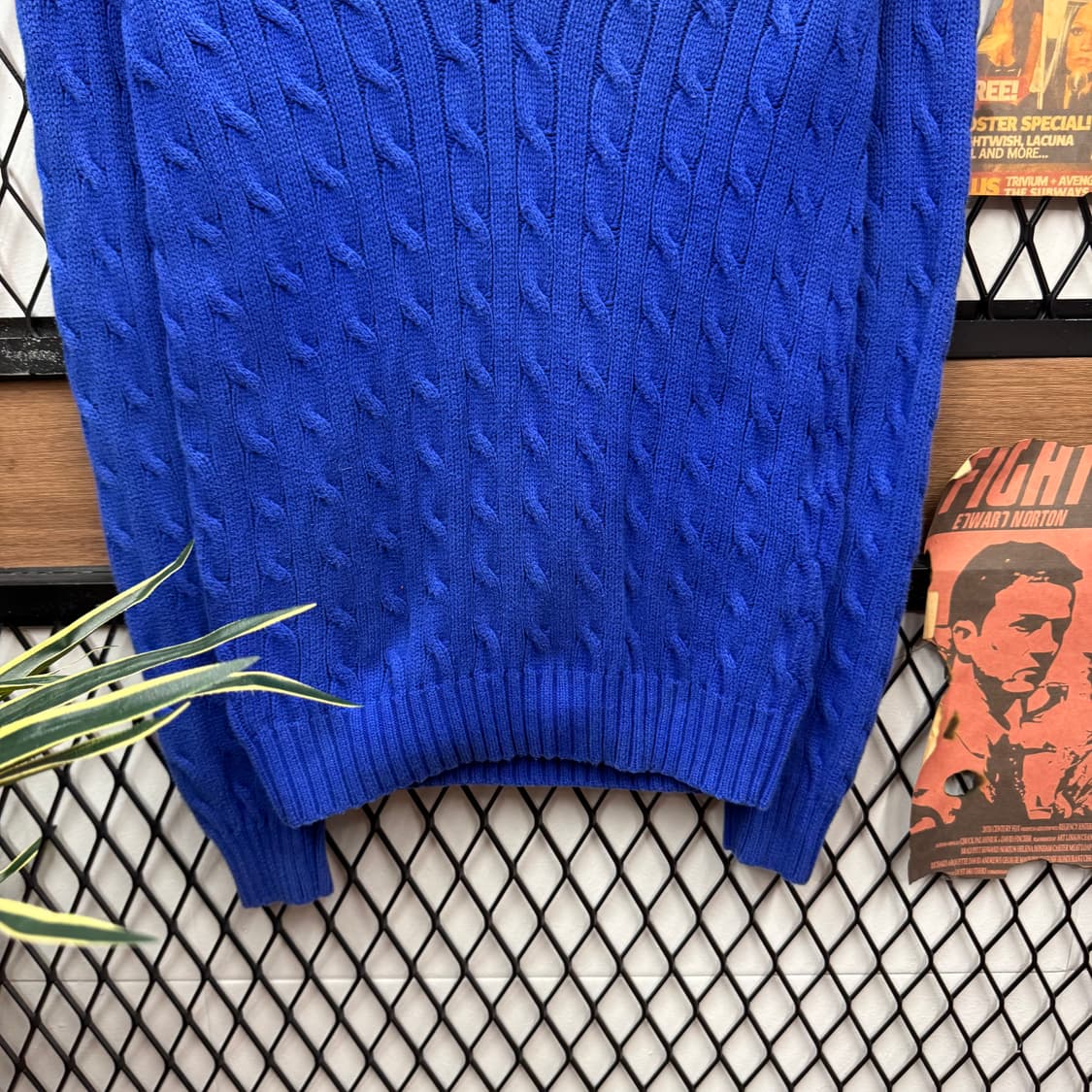 폴로 랄프로렌 케이블 니트 화이트 포니 로고 포인트 블루 상품이미지4