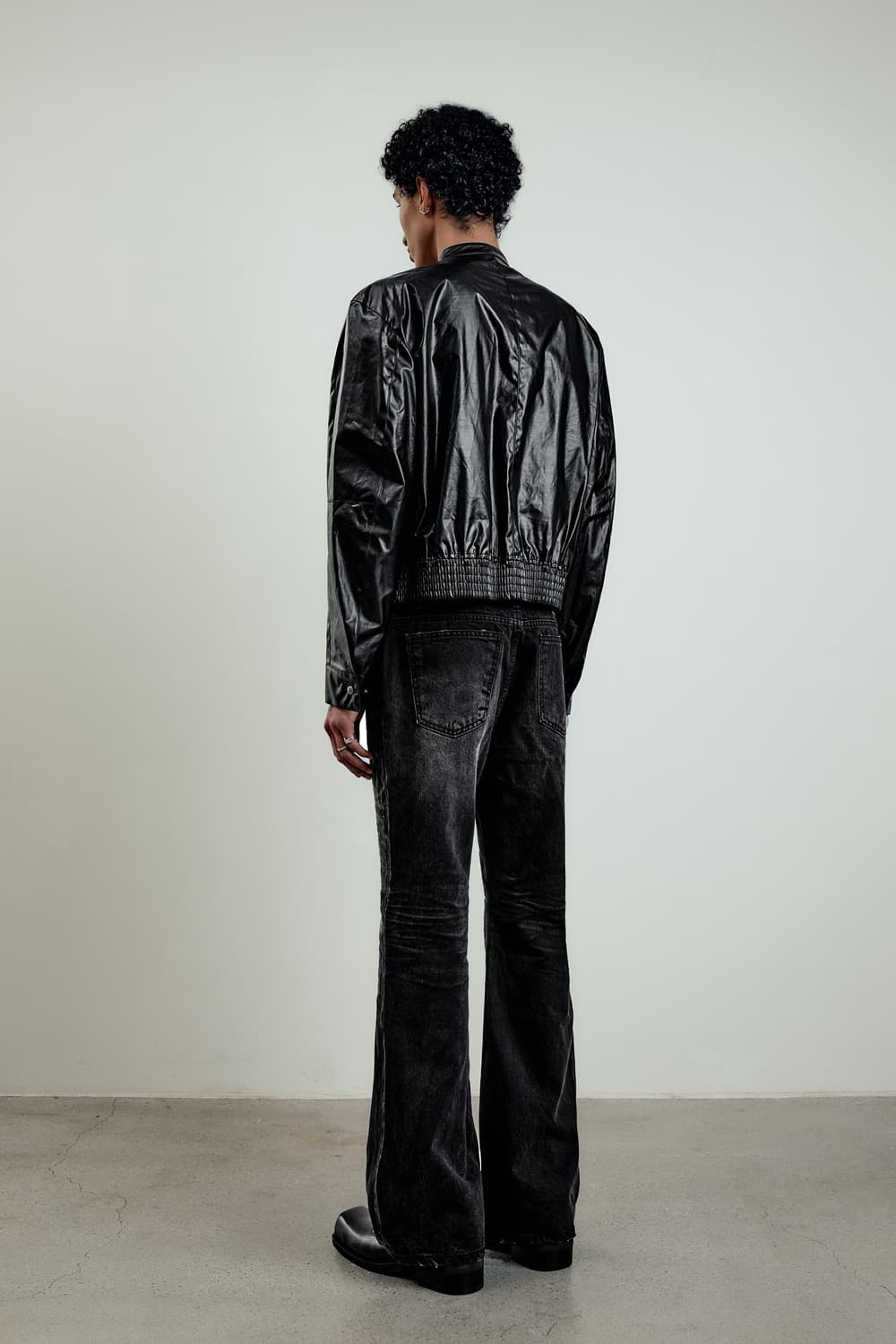 [44] 엘무드 글레이즈드 코튼 바이커 자켓 블랙 상품이미지6