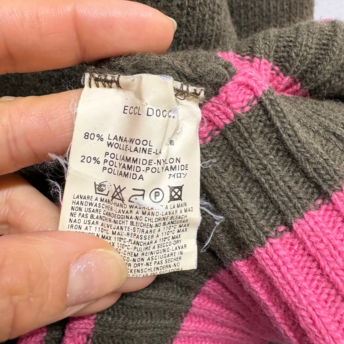 DIESEL 디젤 핑크 울 니트 반집업 긴팔 M 상품이미지3