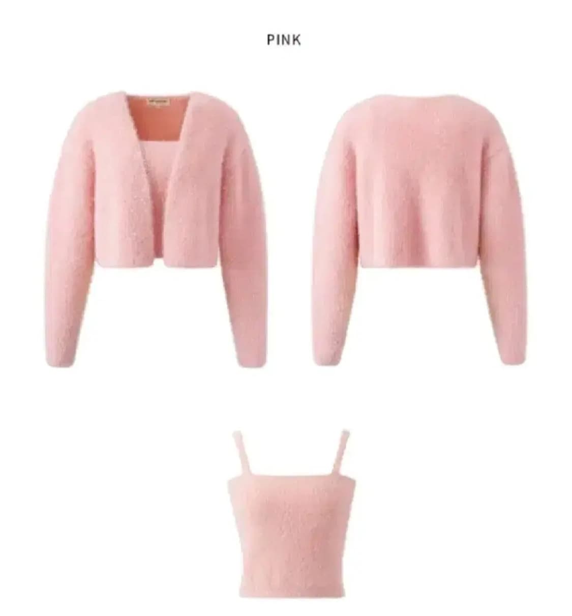 유어네임히얼 촉촉이 가디건 나시 세트 핑크 상품이미지1