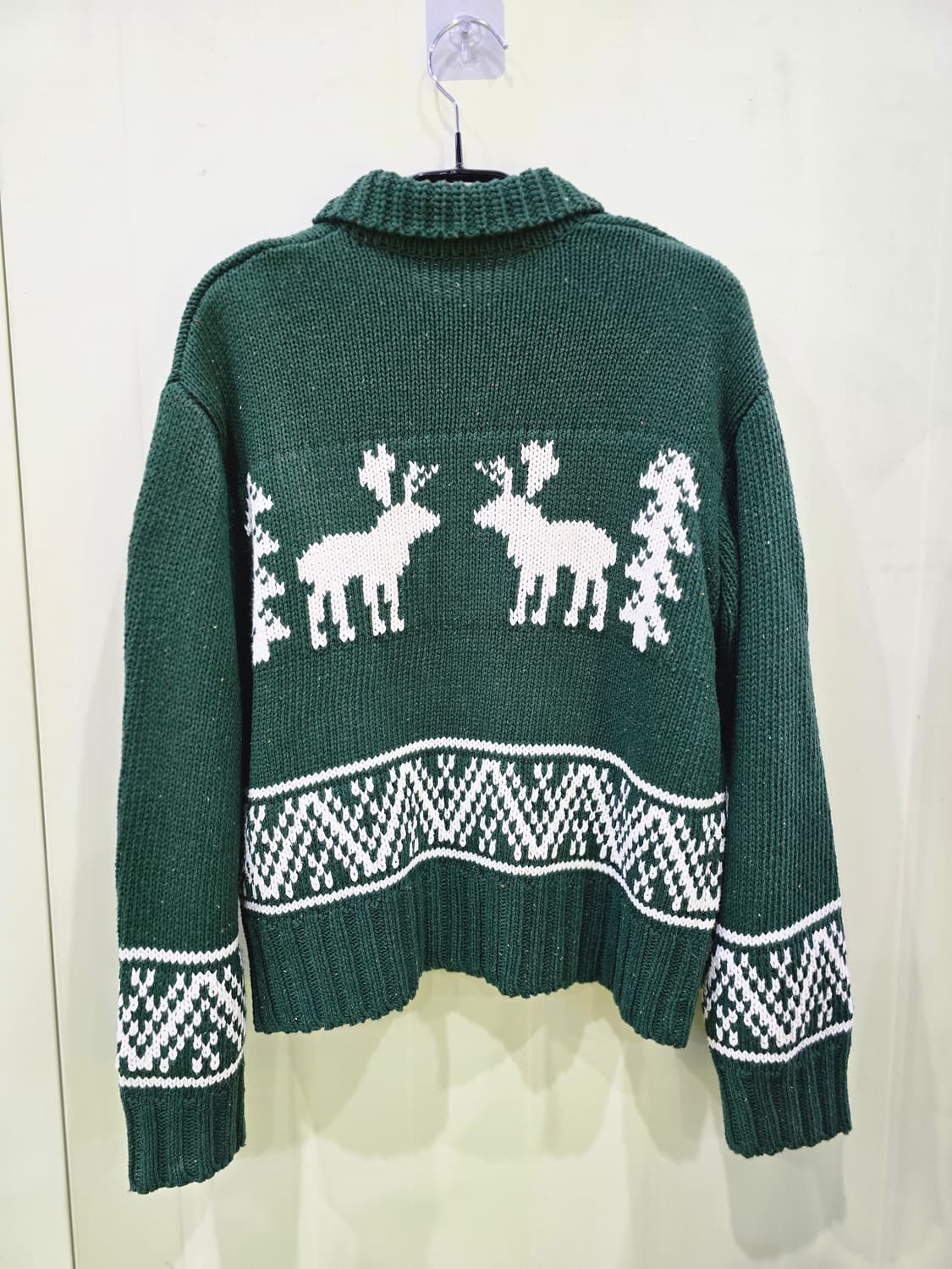 사슴 패턴 니트 가디건 그린 상품이미지4
