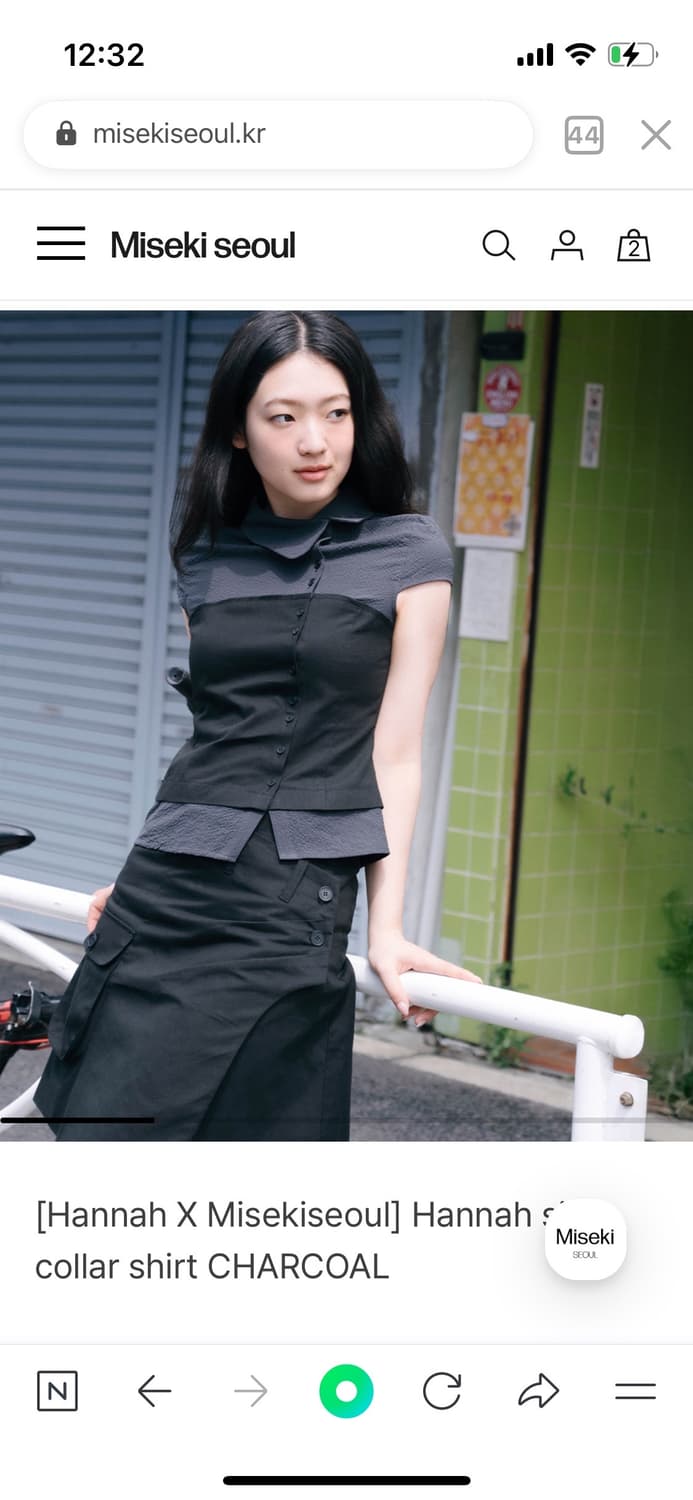[새상품] 미세키서울X한나 사이드 칼라 셔츠 차콜 상품이미지3