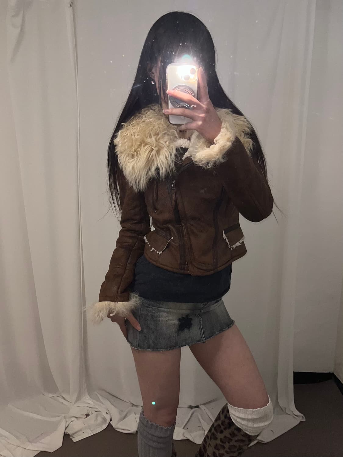 브라운 리얼 램퍼 카라 무스탕  상품이미지6