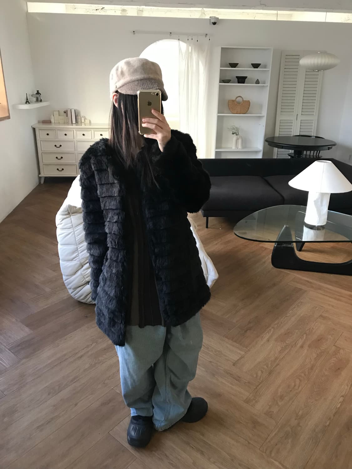 vintage black fur jacket 상품이미지3