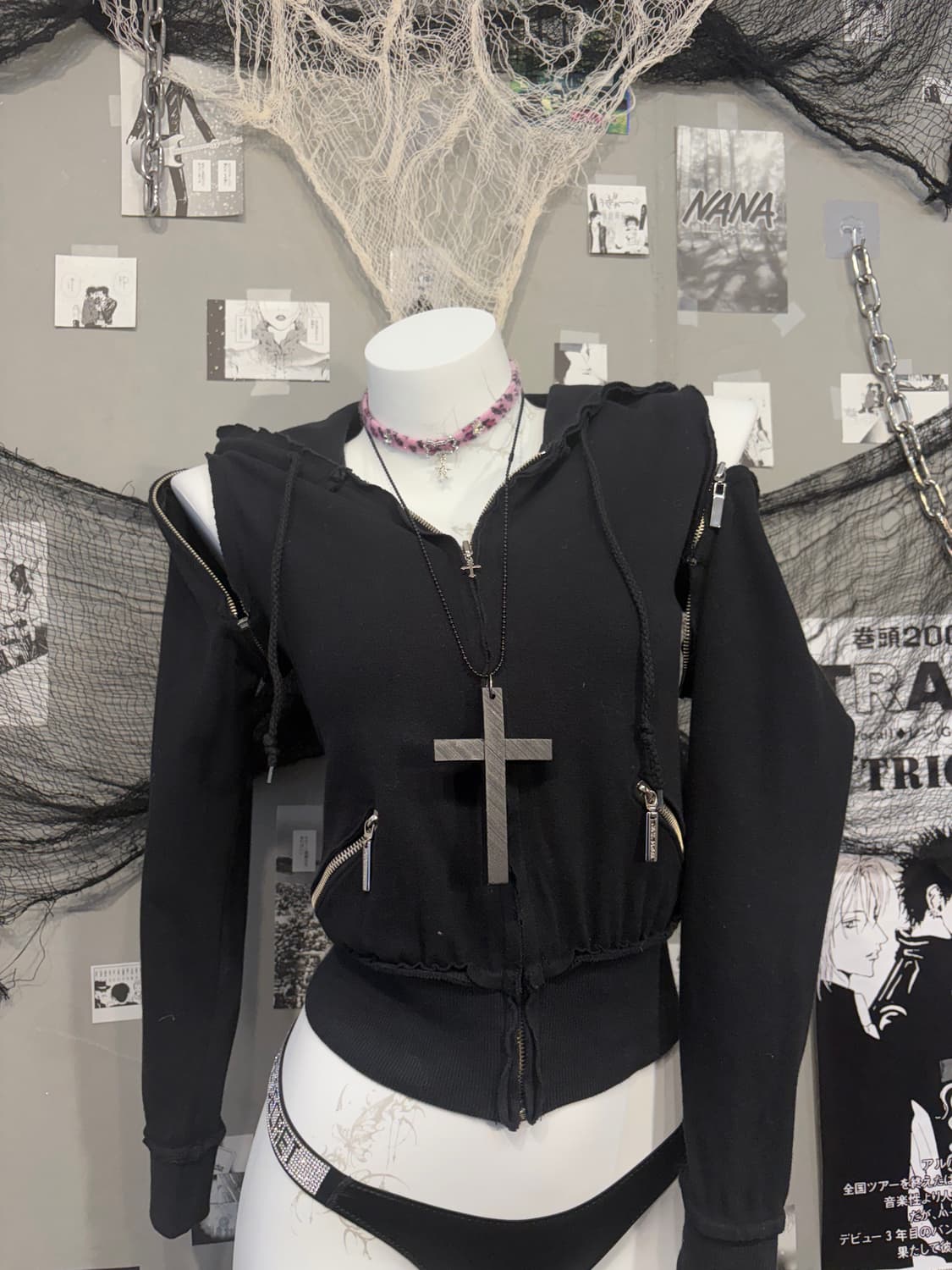 Gothic cropseam zip detail hoodie zip up 상품이미지7