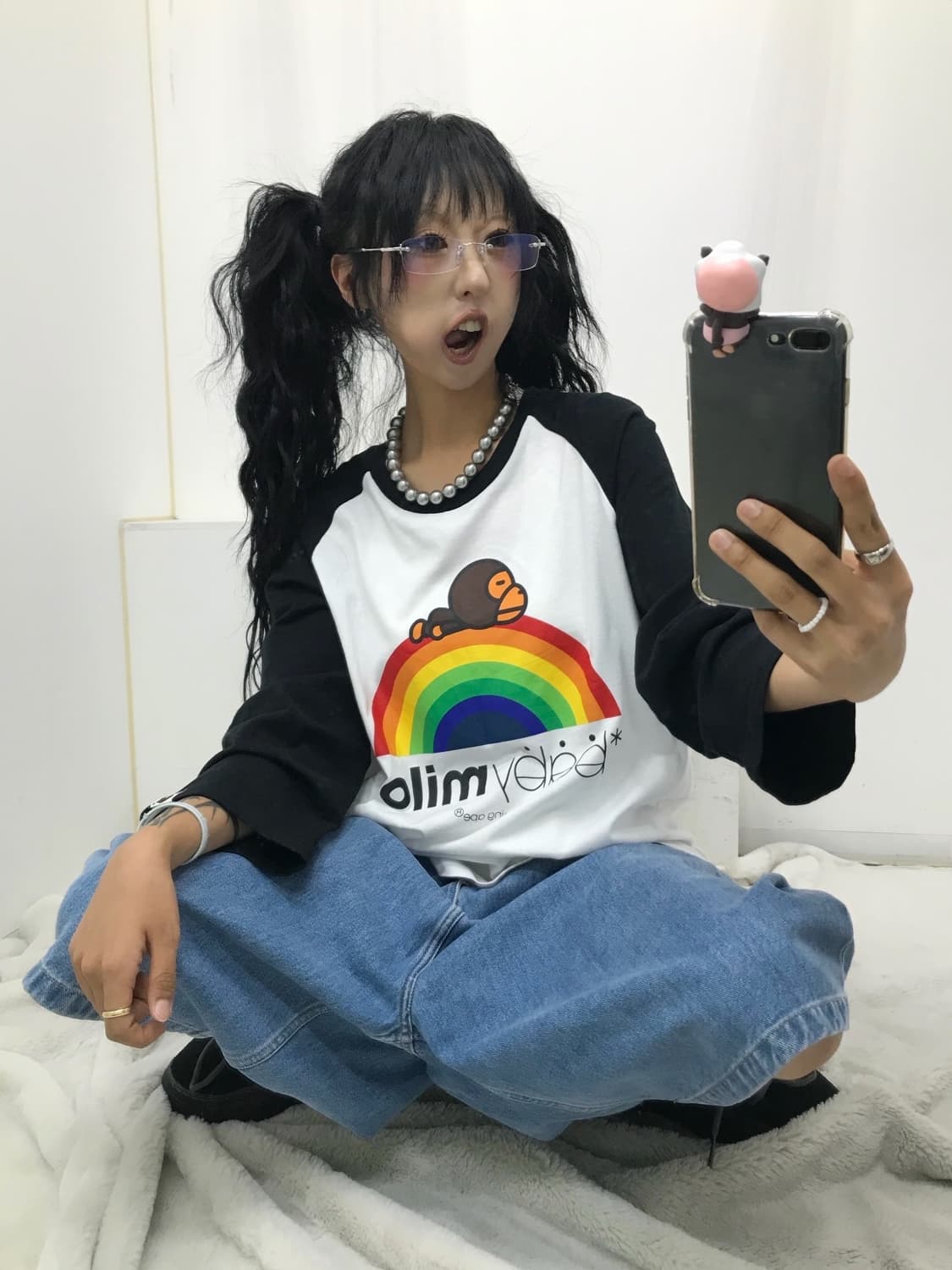 < Bape Baby Milo Rainbow Raglan T-shirt  상품이미지1