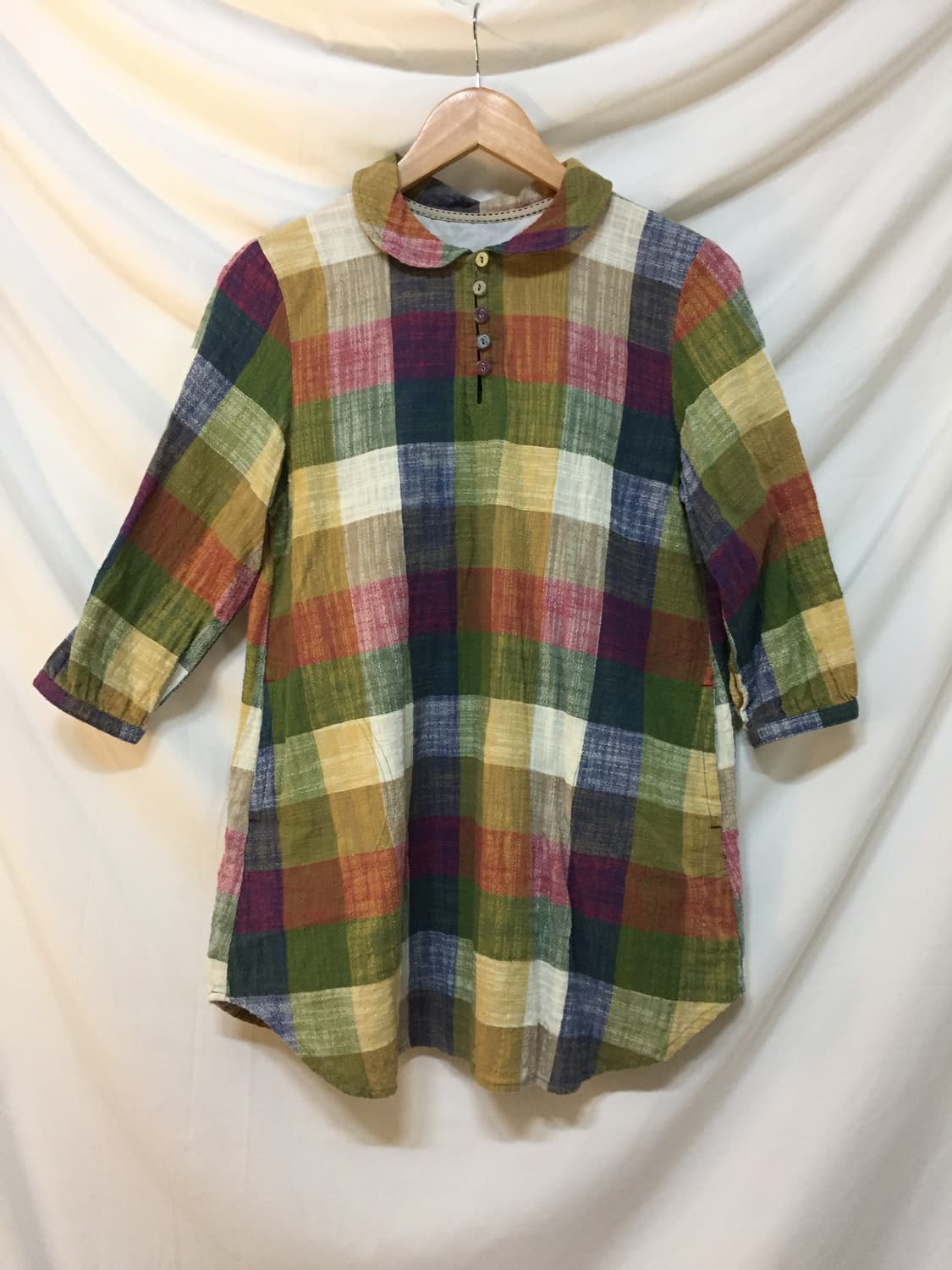 모리걸 단추 레이어드 체크원피스 상품이미지1