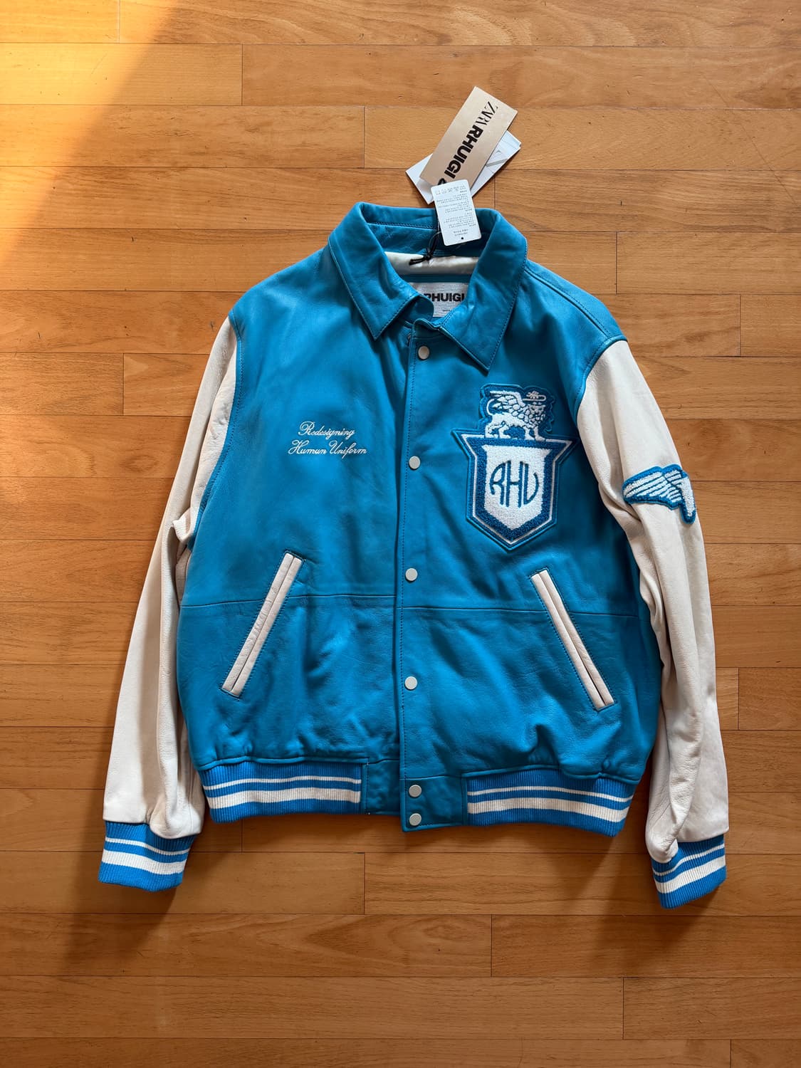 자라 RHUIGI 콜라보 바시티 양가죽 자켓 Rhude 상품이미지1