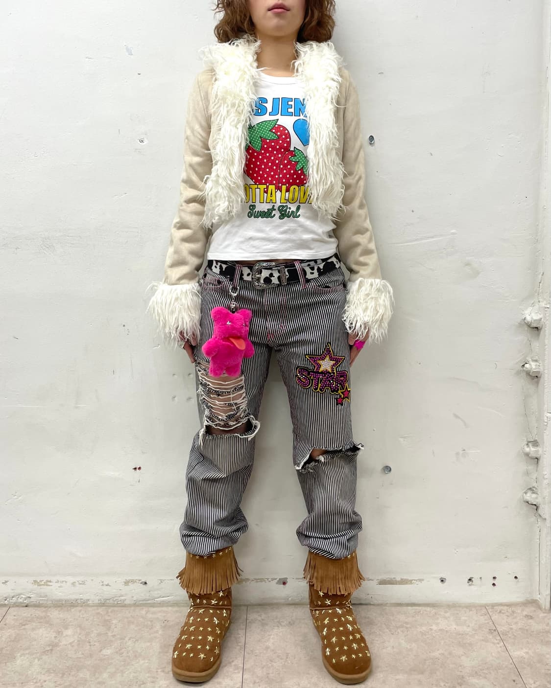 Ivory Suede Fur Cropped Jacket 상품이미지5