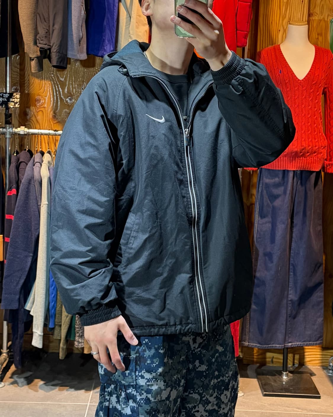 L 나이키 스우시 베스킷볼 로고 블랙 후드 자켓 상품이미지1