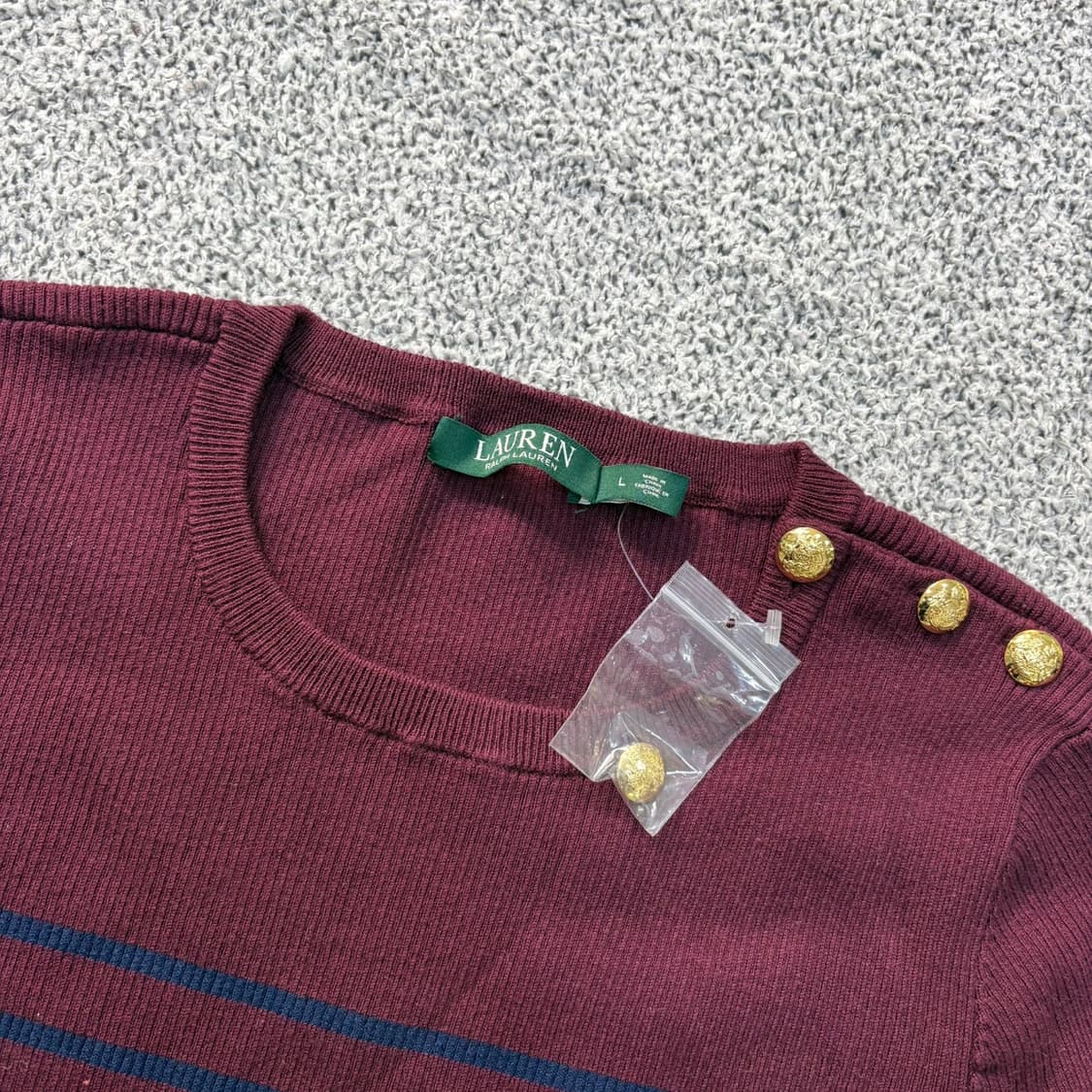 L 새상품 랄프로렌 스트라이프 반팔 니트 0325J 상품이미지2