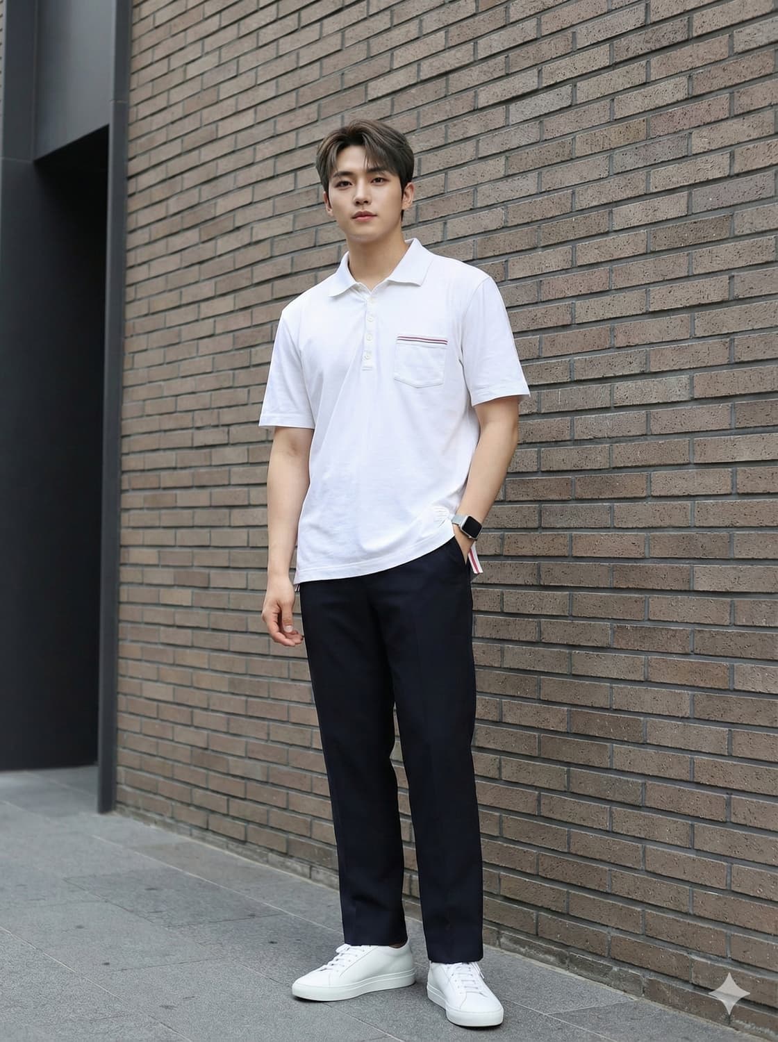 톰브라운 삼선탭 화이트 반팔 폴로티_호칭4 상품이미지1