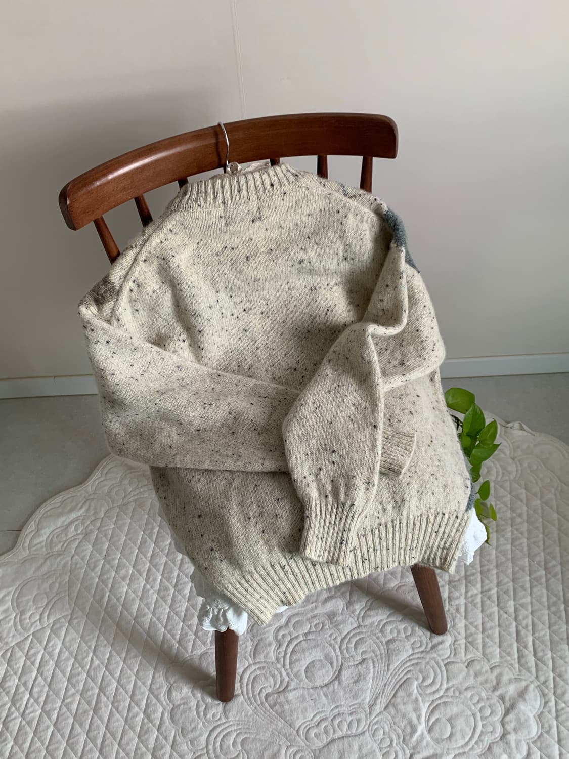 퓨어 울 100 셰틀랜드 쿠앤크 보카시 아가일 니트 상품이미지4