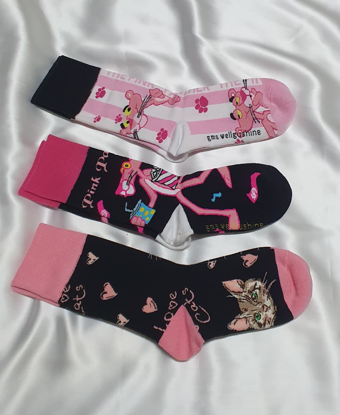 핑크 블랙 핑크 표범 고양이 하트 발자국 양말 상품이미지5