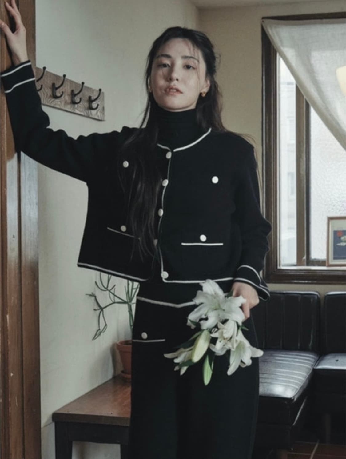 [s] 유어네임히얼 따스해진 깔끔이 가디건 크림, 블랙 상품이미지7