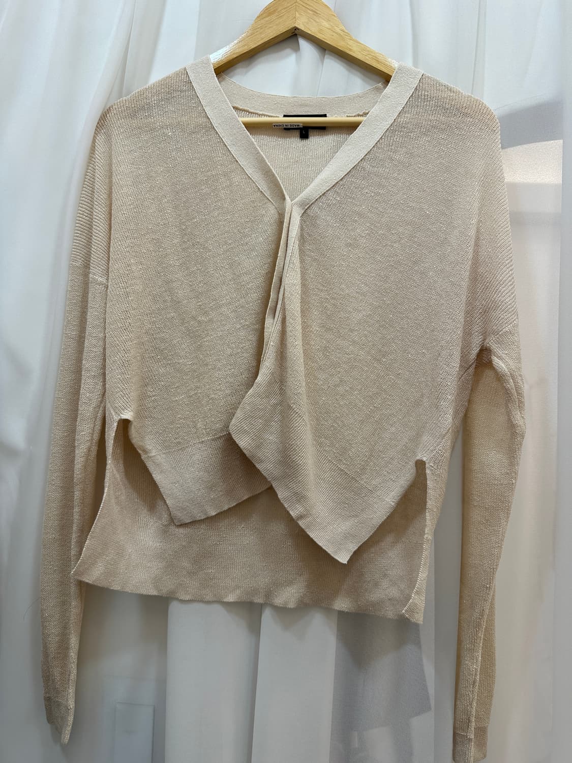 띠어리 베이지 린넨 혼방 니트 가디건 L 상품이미지1