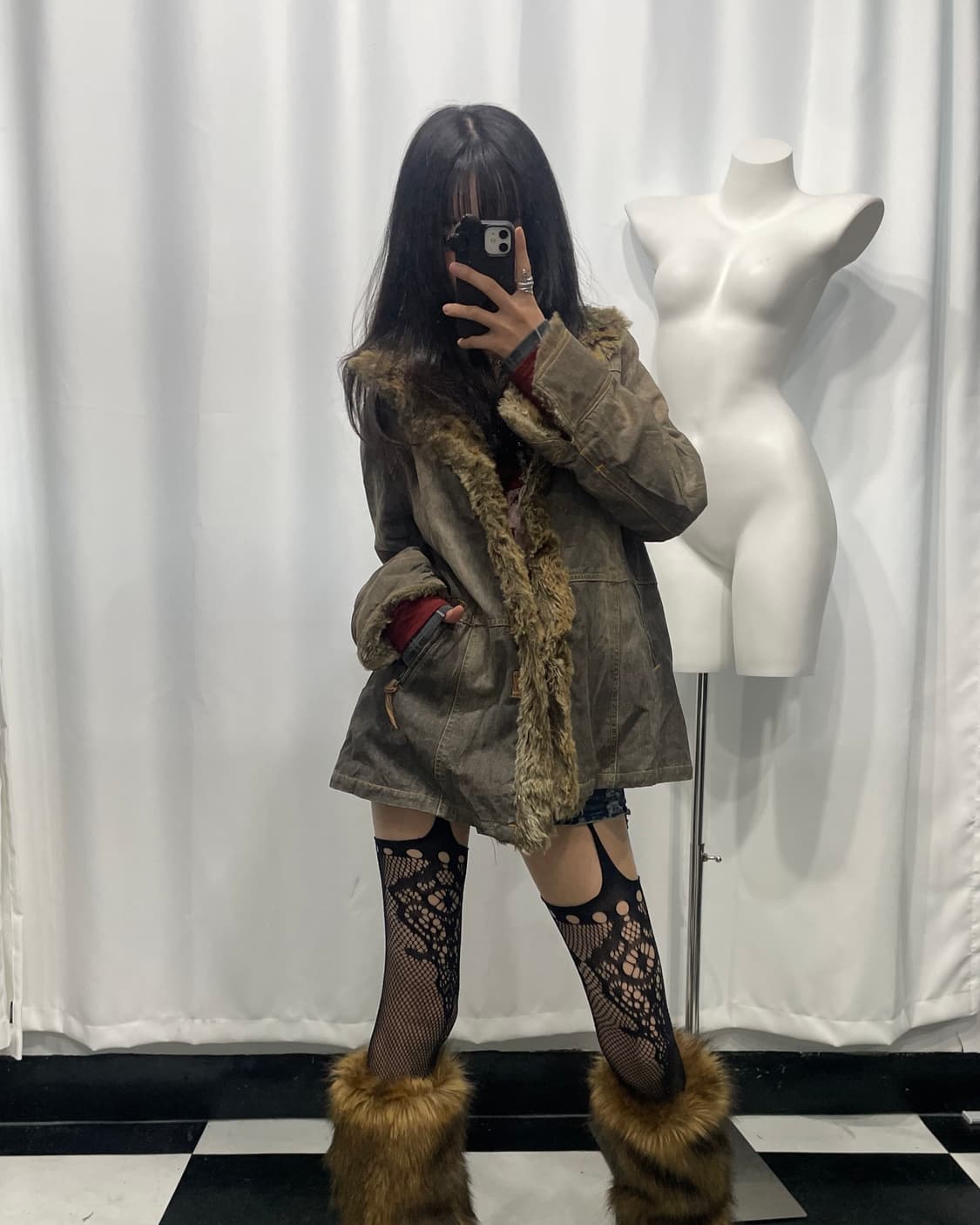 🎸그레이 퍼 롱 자켓🎸 상품이미지1