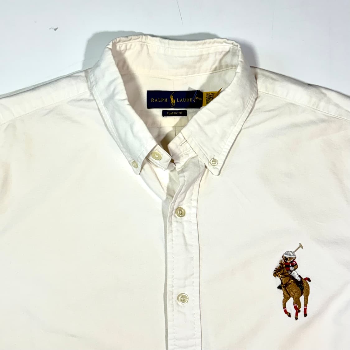 랄프로렌 크림 화이트 빅로고 테디베어 셔츠 XL 상품이미지2