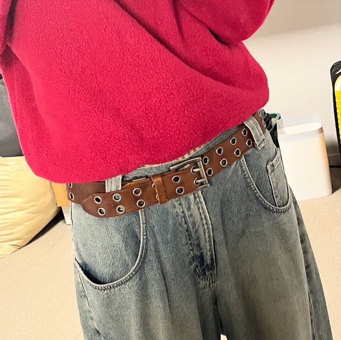 통가죽 빈티지 아일렛 투홀 통가죽 레더 벨트 상품이미지4