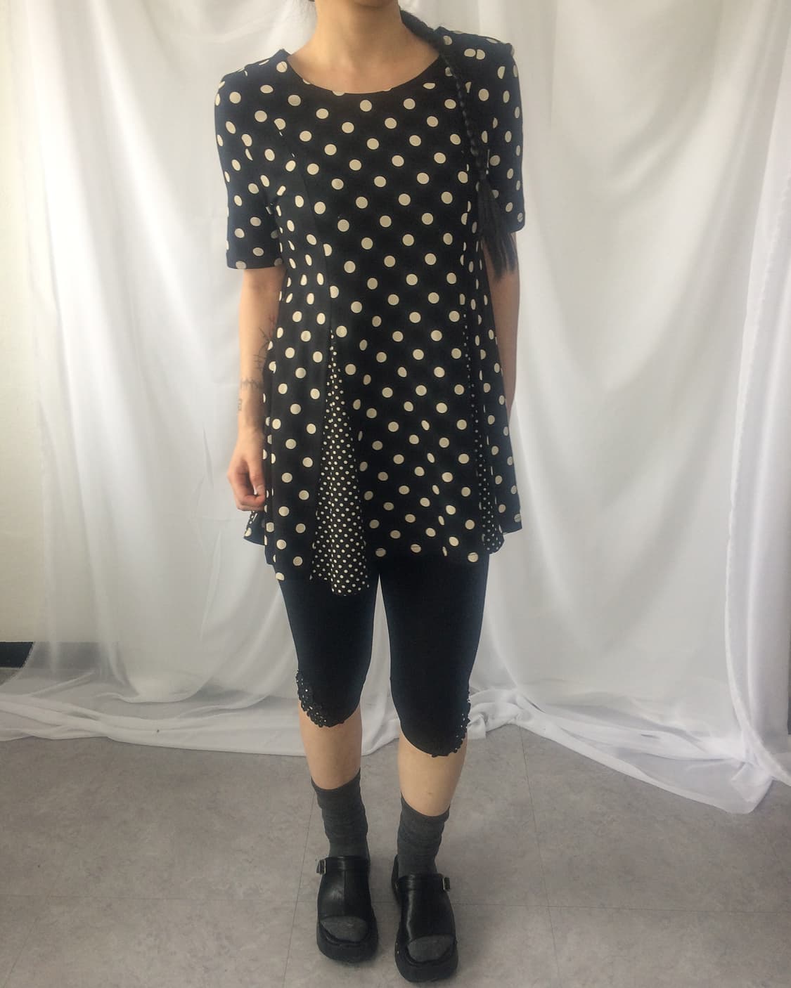 Dot pattern mixed top 상품이미지1