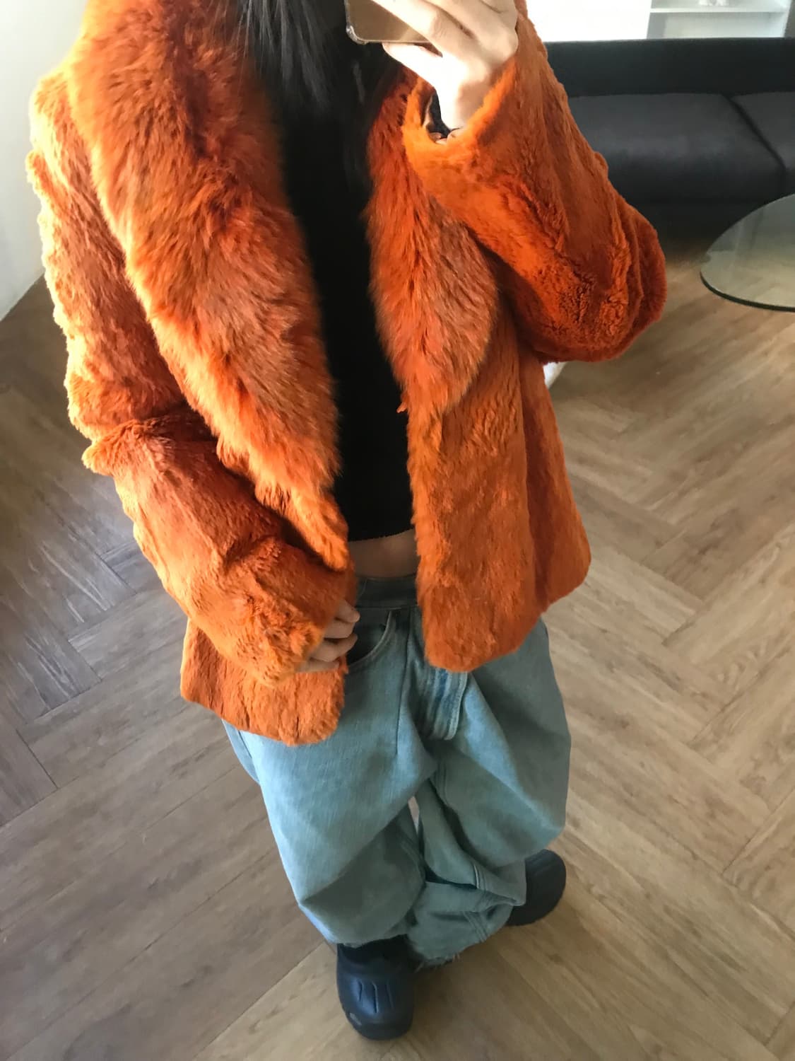 vintage orange fur jacket 상품이미지4