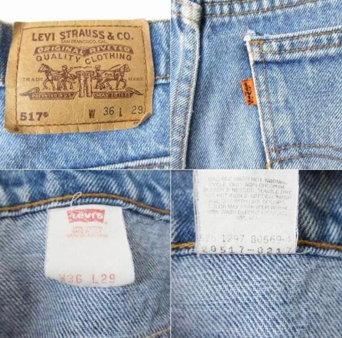 90s USA 리바이스 517 오렌지탭 (36×29) 상품이미지5