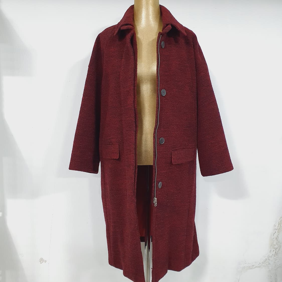 빈티지 울 블랜딩 버건디 코트 상품이미지1