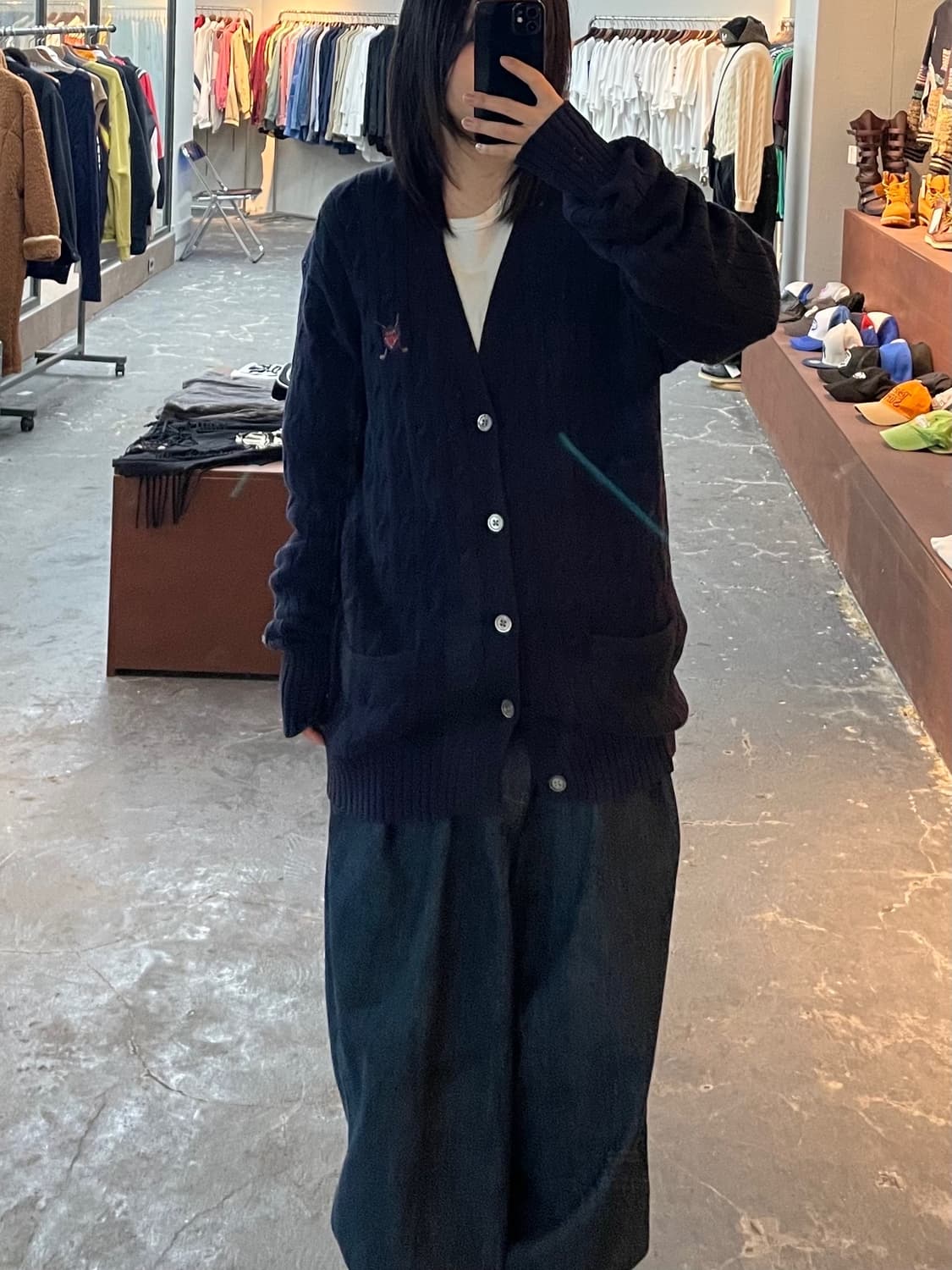 폴로 랄프로렌 골프방패자수로고 케이블 니트코튼 브이넥 가디건 H1071 상품이미지1