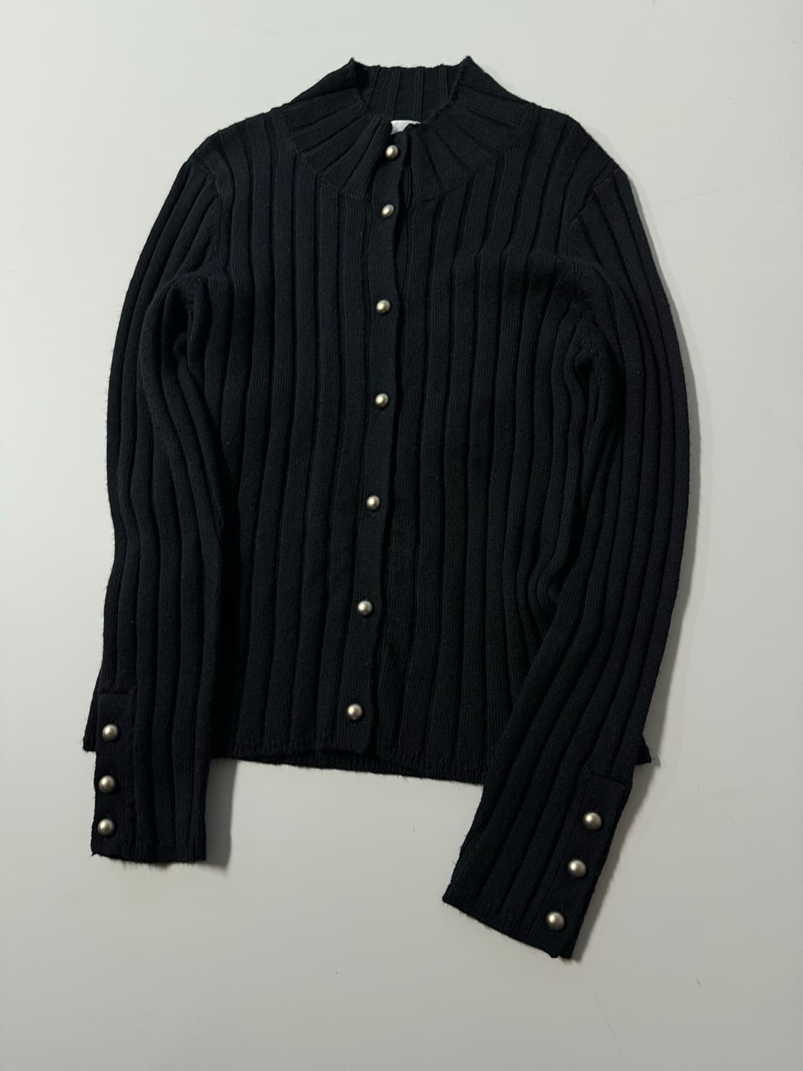 울 하이 넥 버튼 버튼 슬리브 가디건 상품이미지2