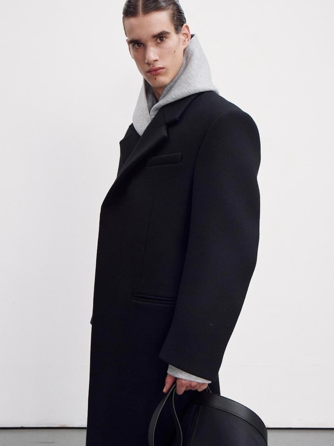 [M] 렉토 울 블렌드 헤비 오버사이즈 싱글 코트 블랙 상품이미지3