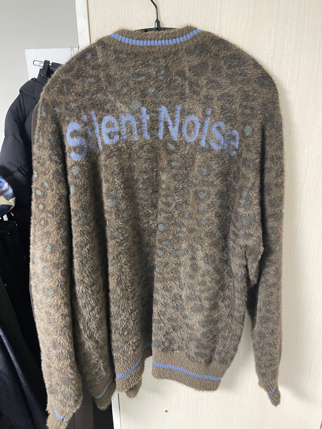 GU x UNDERCOVER 샤기 크루넥 가디건 카키 S 사이즈 상품이미지4