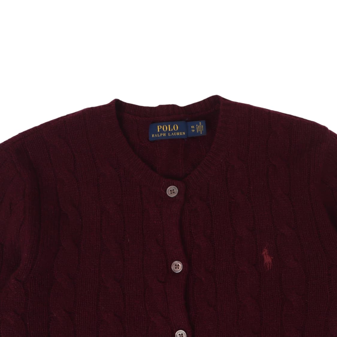 폴로 랄프로렌 딥 버건디 울 캐시미어 케이블니트 가디건 상품이미지2